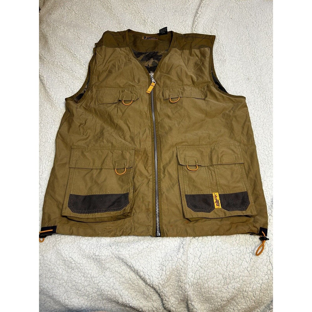 Vintage Men's PACO Endurance 44 Zip Front Fishing Vest Size XL Green Nylon Blend
